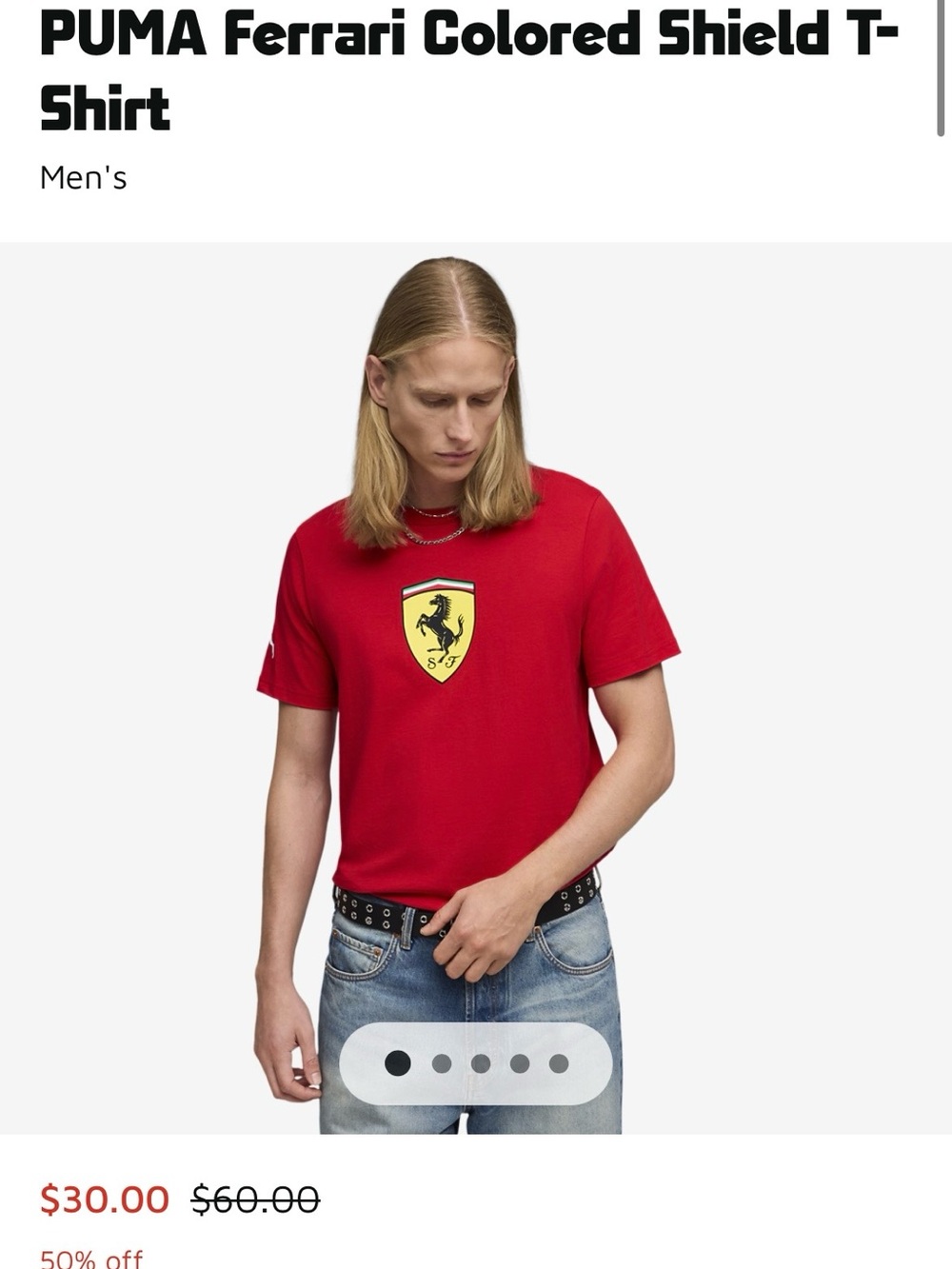 Puma Red Short-Sleeve T-Shirt with Yellow Ferrari Shield